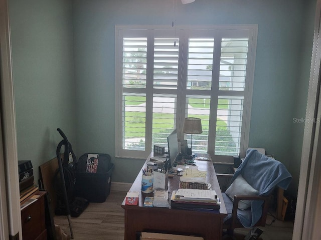 office area with dark wood-type flooring