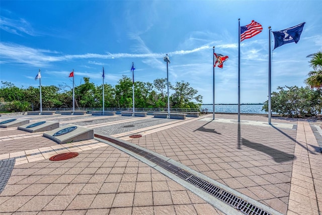 view of property's community with a water view