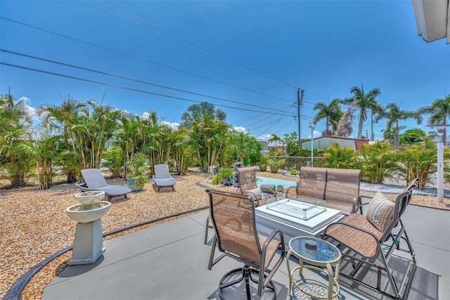 view of patio / terrace featuring a pool