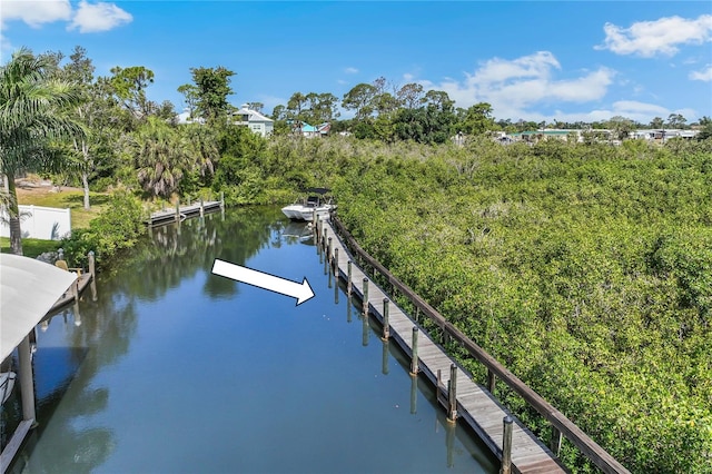 dock area featuring a water view