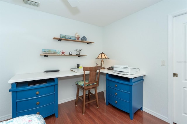 office featuring dark hardwood / wood-style flooring