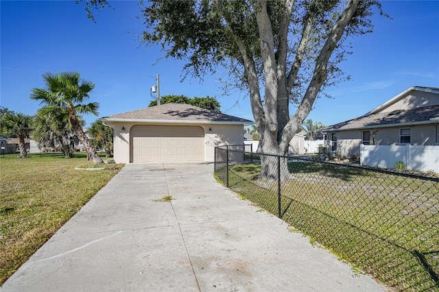 ranch-style home with a front lawn