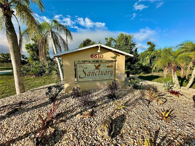 view of community sign