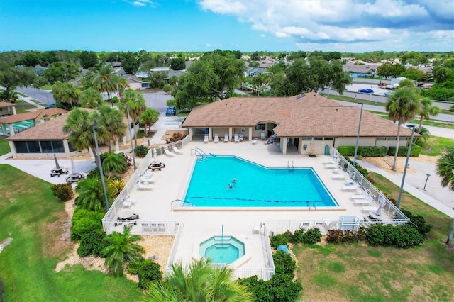 view of swimming pool with a patio