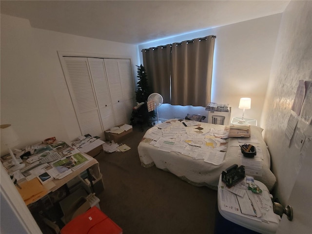 bedroom featuring a closet and carpet