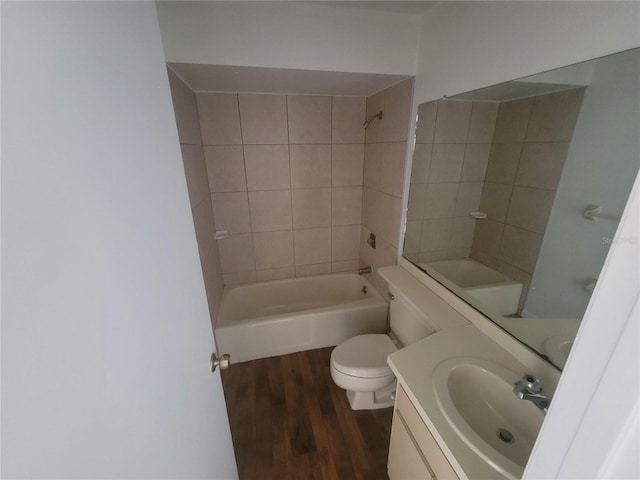 22481 Westchester Blvd Unit B35, Punta Gorda, FL 33980 - bathroom with wood finished floors, vanity, toilet, and shower / bath combination