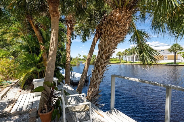 dock area featuring a water view