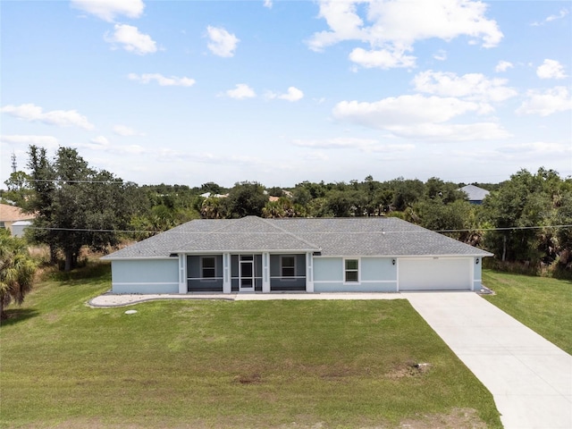 ranch-style house with a front yard