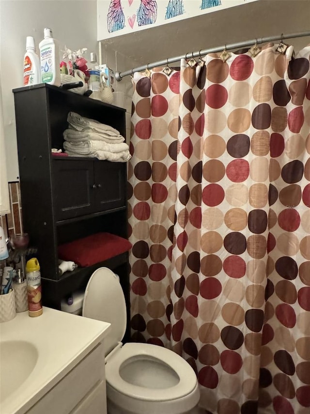 4029 E Sunflower Cir, Labelle, FL 33935 - bathroom featuring toilet, vanity, and curtained shower