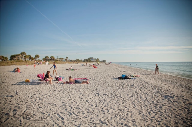 property view of water with a beach view