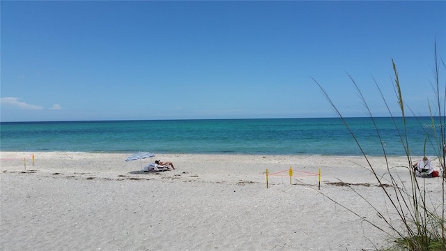 property view of water with a beach view