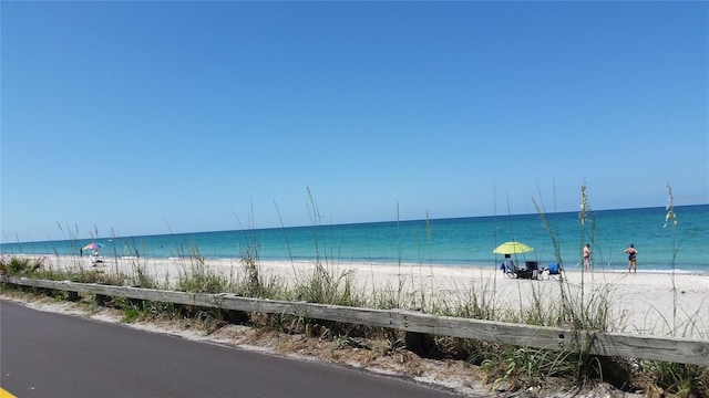 view of water feature featuring a beach view