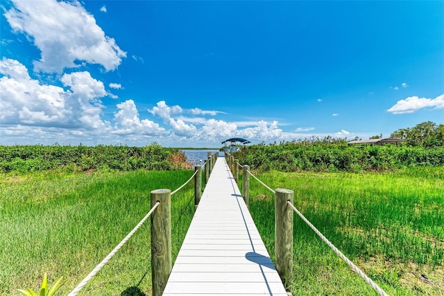 view of dock featuring a water view