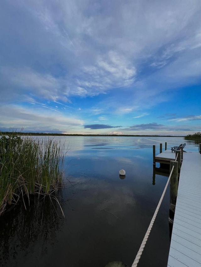 view of dock featuring a water view