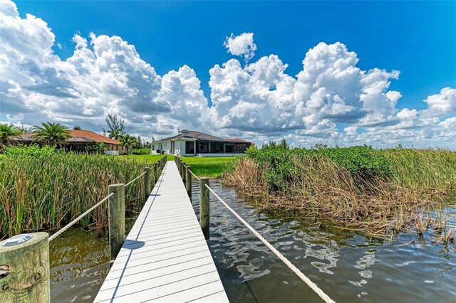 dock area featuring a water view