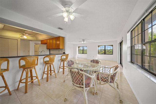 view of tiled dining space