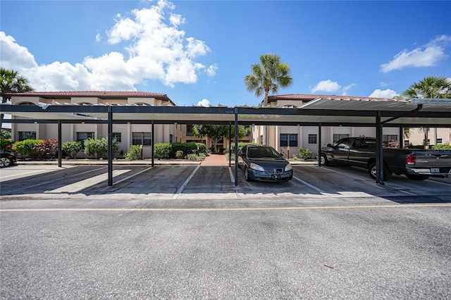 view of parking with a carport