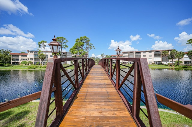 dock area featuring a water view