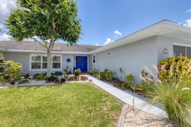 ranch-style house featuring a front yard