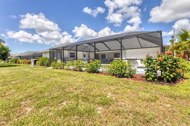 view of yard featuring a lanai