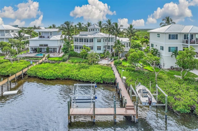 view of dock featuring a water view