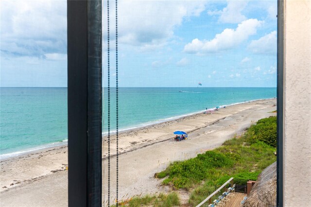 view of water feature featuring a beach view