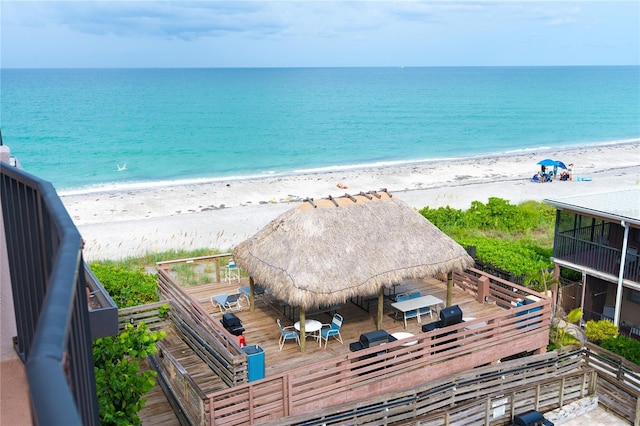 view of water feature featuring a view of the beach