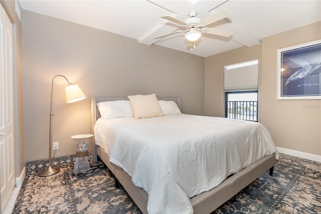 bedroom featuring ceiling fan