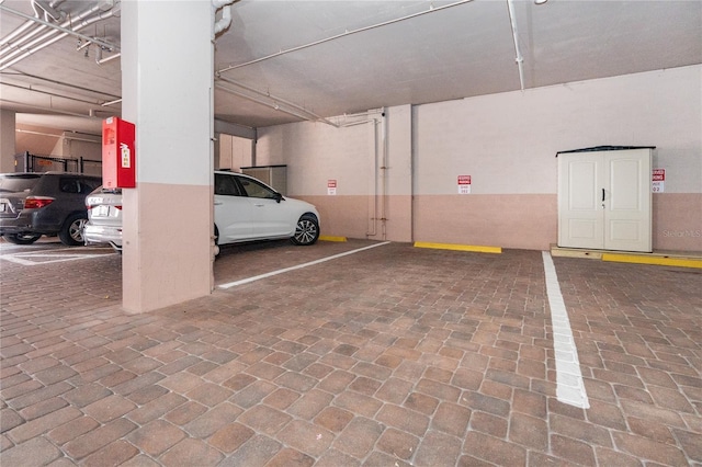 garage with a carport