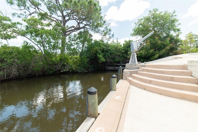 view of dock featuring a water view