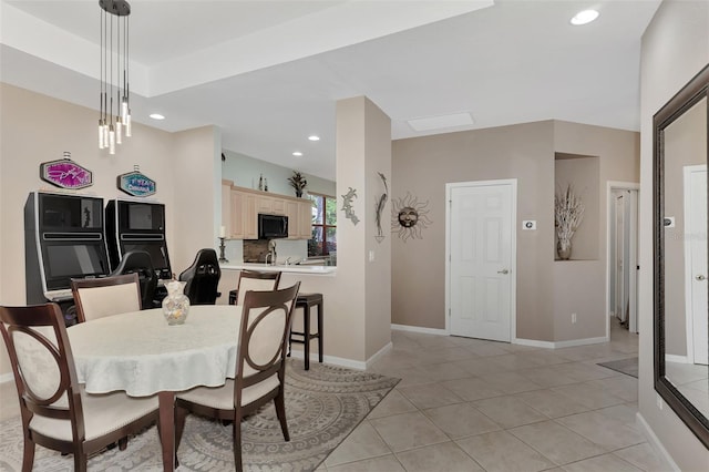 view of tiled dining room