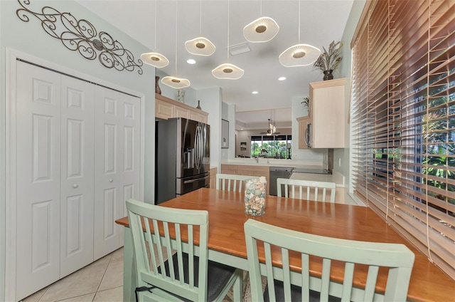 view of tiled dining room