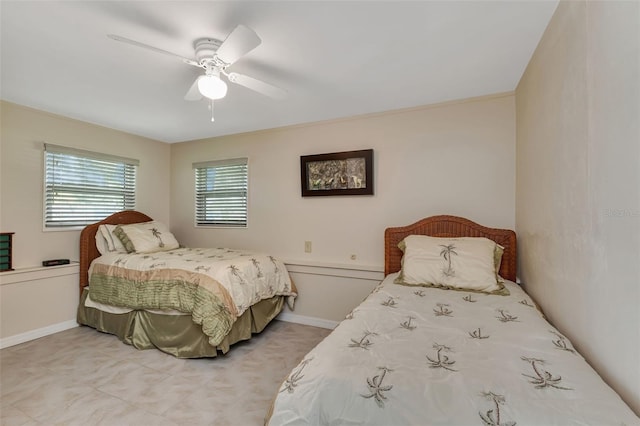 bedroom featuring ceiling fan