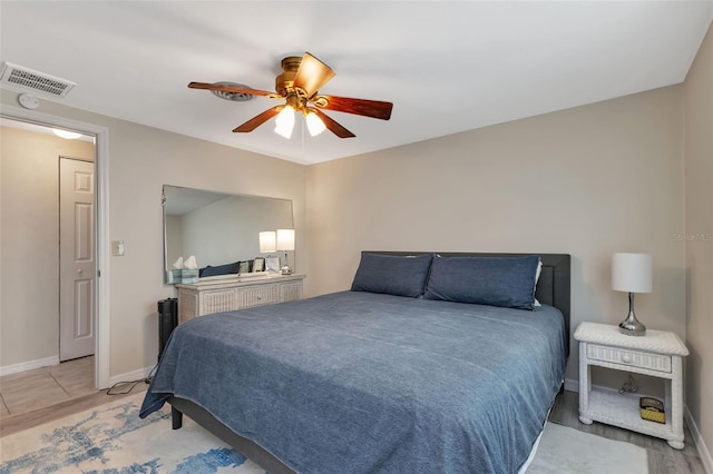 bedroom featuring ceiling fan