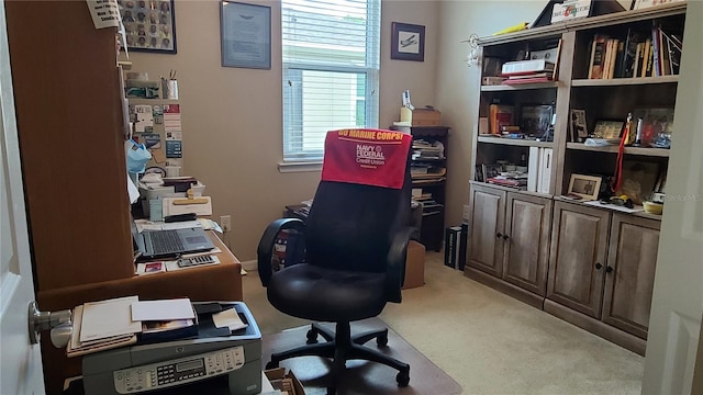 view of carpeted office space