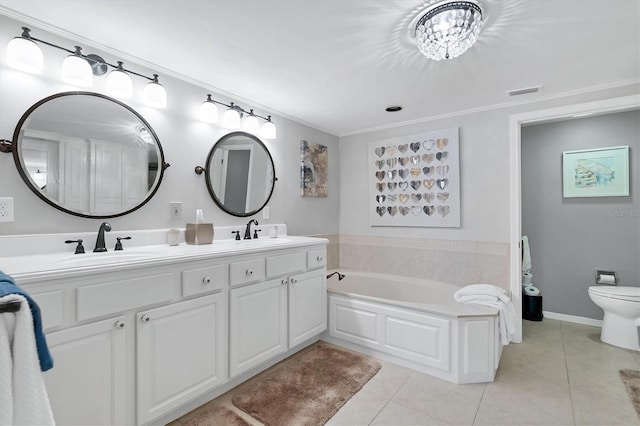 full bathroom featuring toilet, a sink, and tile patterned floors