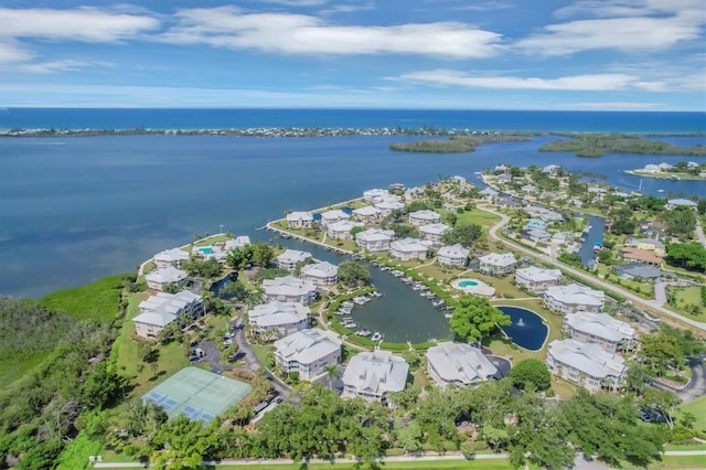 bird's eye view featuring a water view