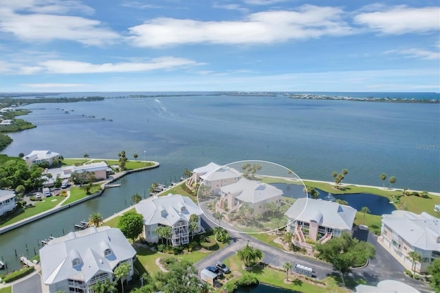 bird's eye view featuring a water view