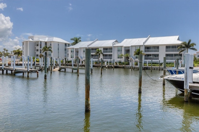 dock area featuring a water view