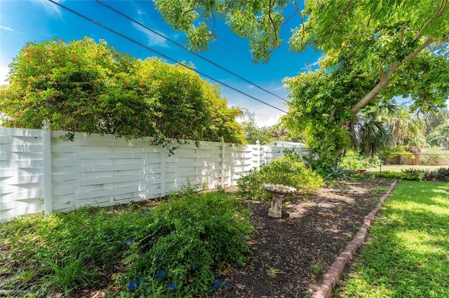 view of yard featuring a fenced backyard