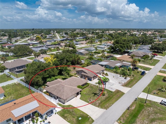 aerial view with a residential view