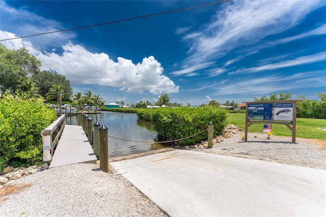 property view of water with a boat dock