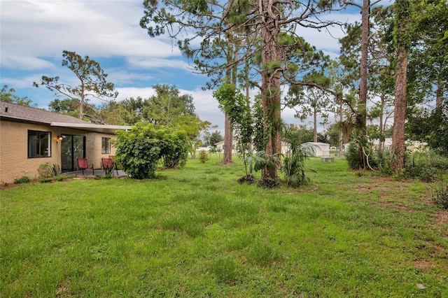 view of yard with an outdoor structure