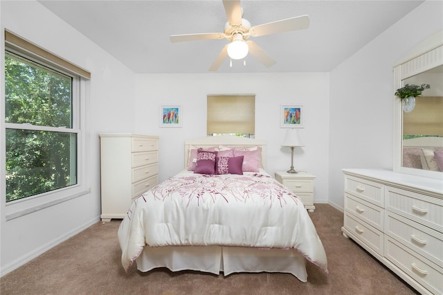 bedroom with carpet and ceiling fan