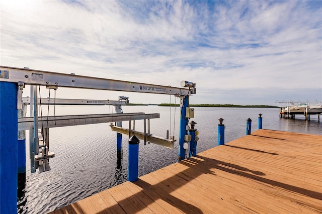 view of dock featuring a water view