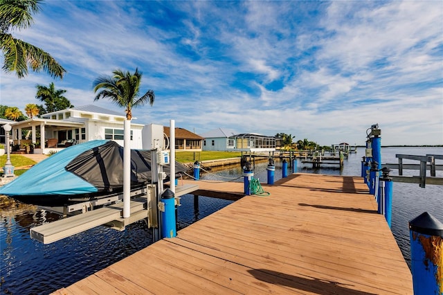 view of dock featuring a water view