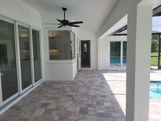 261 Broadmoor Ln, Rotonda West, FL 33947 - view of patio with ceiling fan and an outdoor pool