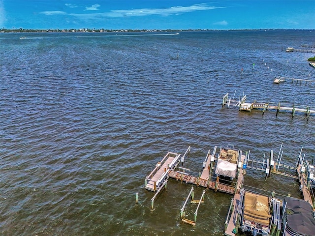 dock area featuring a water view and boat lift