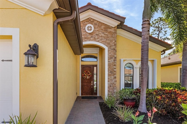 entrance to property with a garage