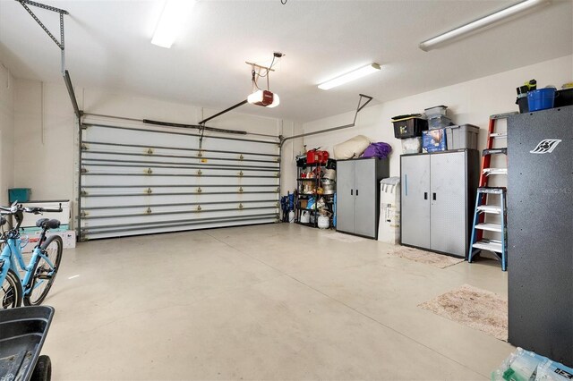 garage with a garage door opener